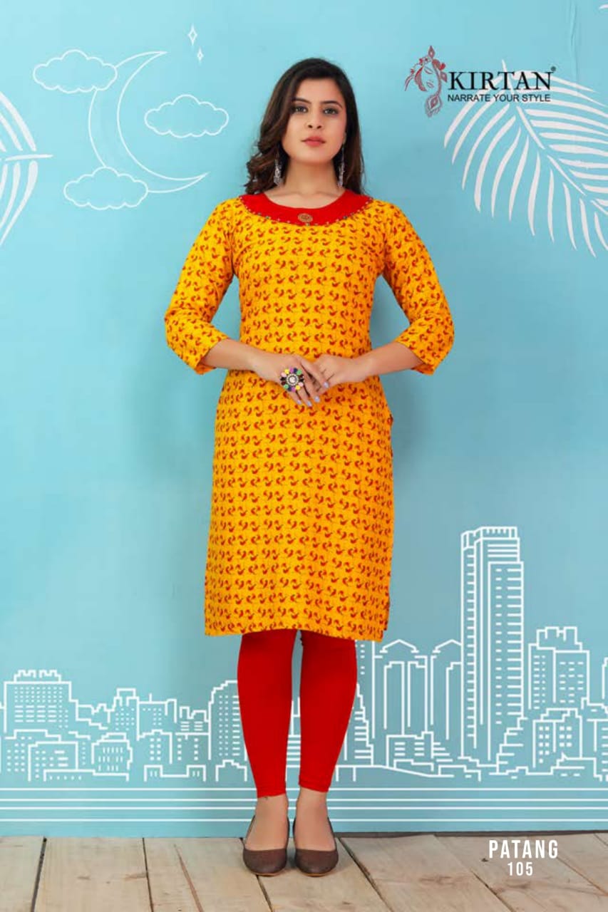 Kirtan Presents Patang Collection Oof Rayon Printed Casual Kurtis