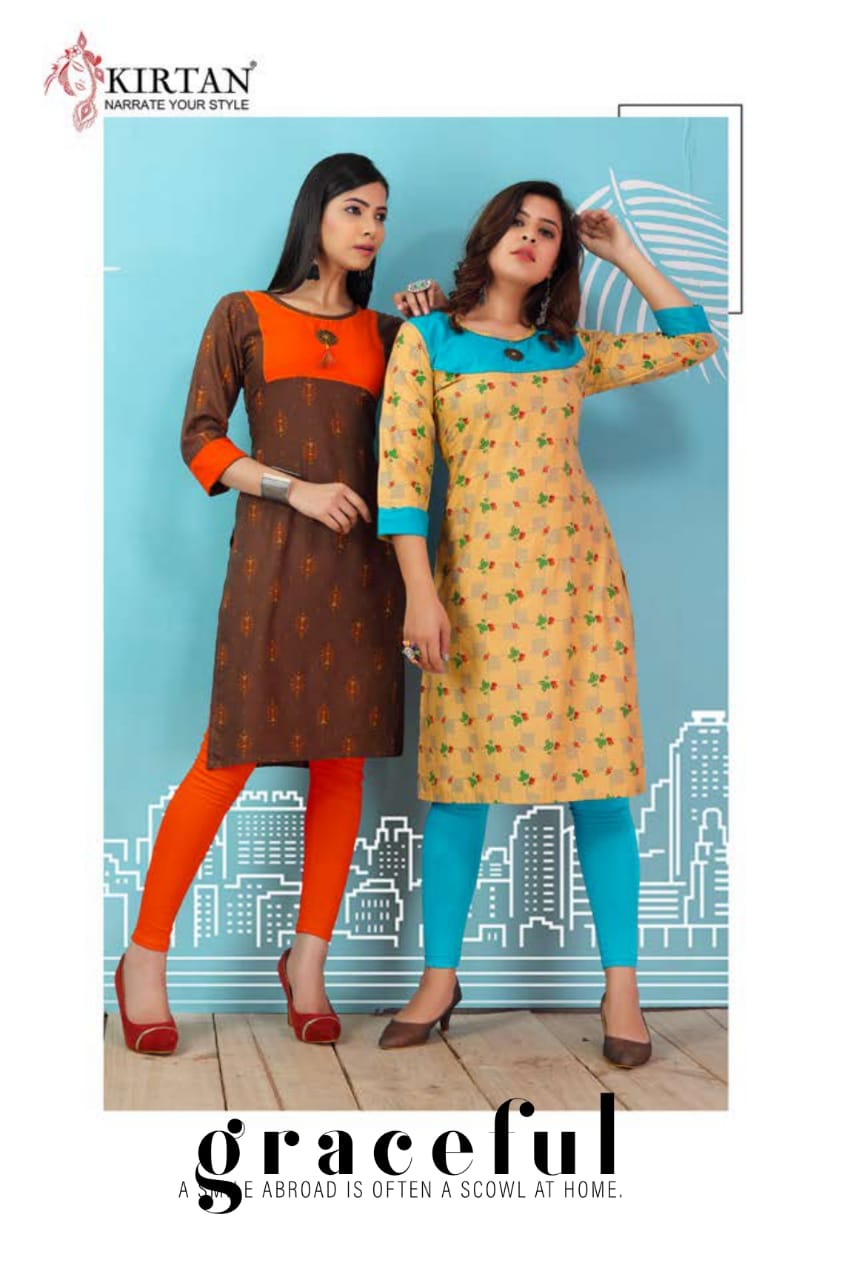 Kirtan Presents Patang Collection Oof Rayon Printed Casual Kurtis