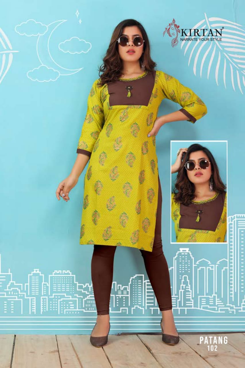 Kirtan Presents Patang Collection Oof Rayon Printed Casual Kurtis