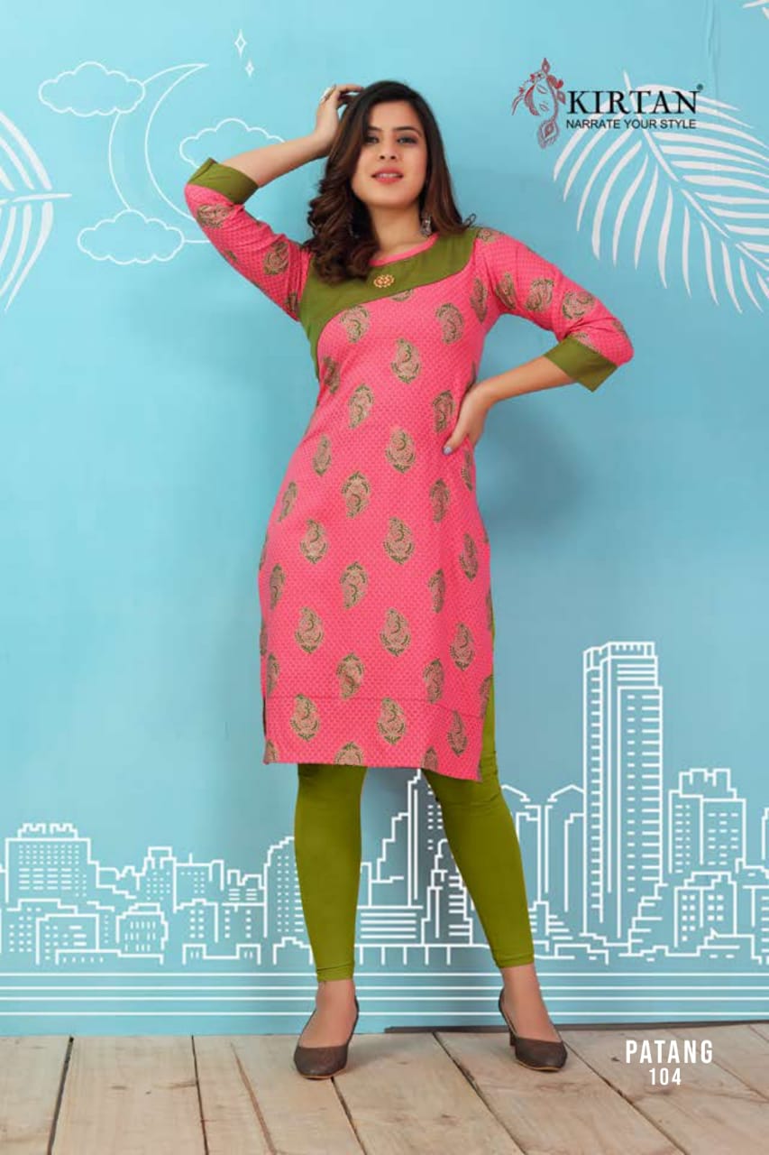 Kirtan Presents Patang Collection Oof Rayon Printed Casual Kurtis