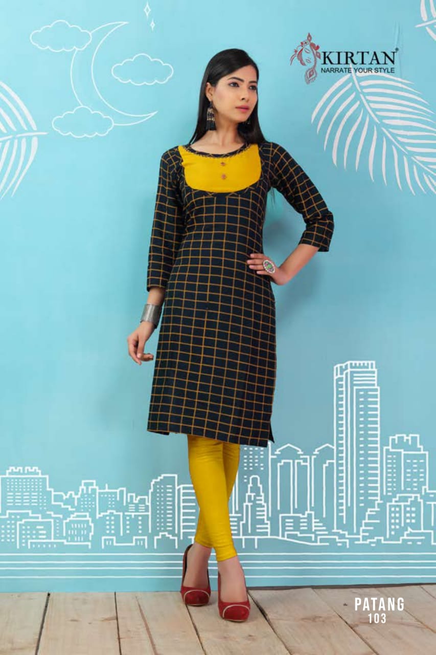 Kirtan Presents Patang Collection Oof Rayon Printed Casual Kurtis