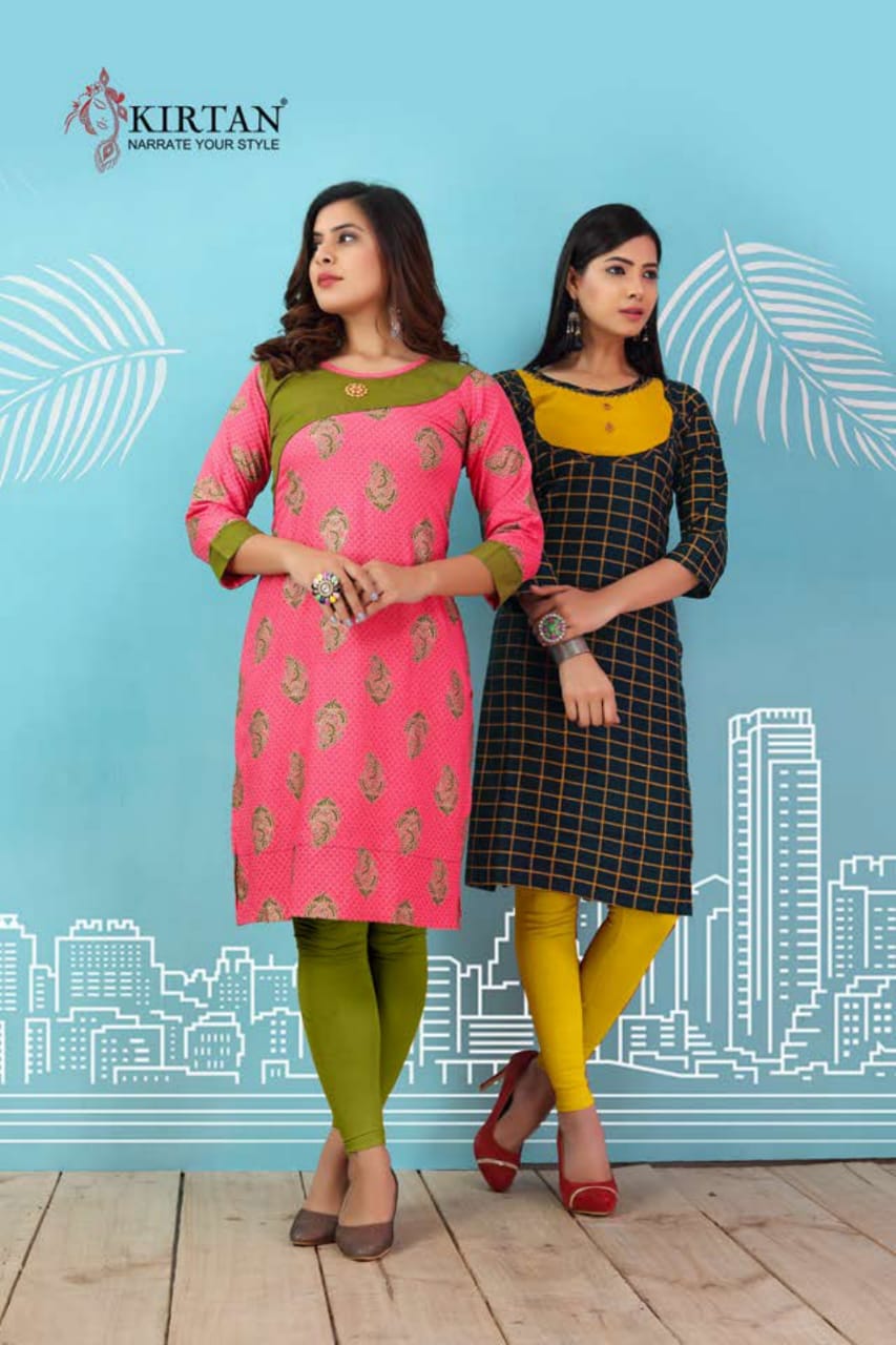 Kirtan Presents Patang Collection Oof Rayon Printed Casual Kurtis