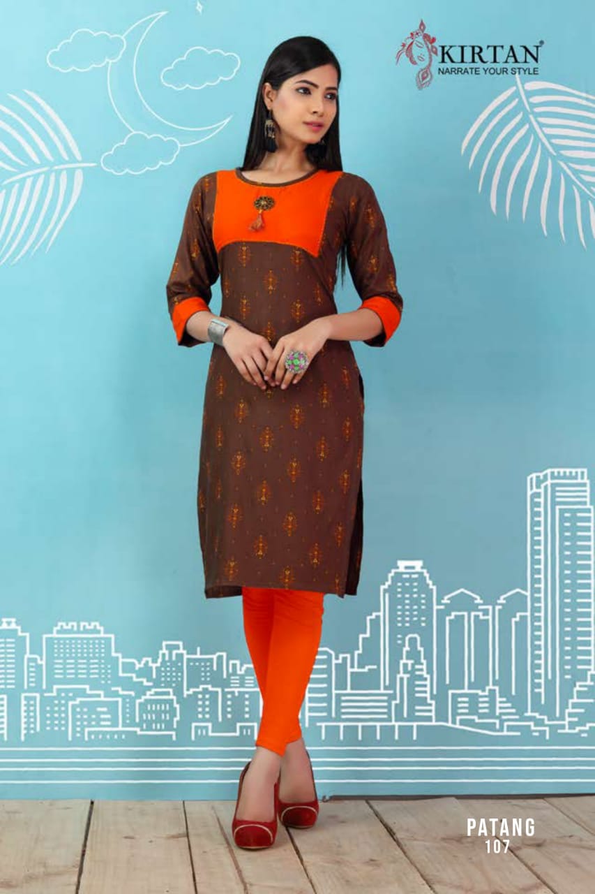 Kirtan Presents Patang Collection Oof Rayon Printed Casual Kurtis