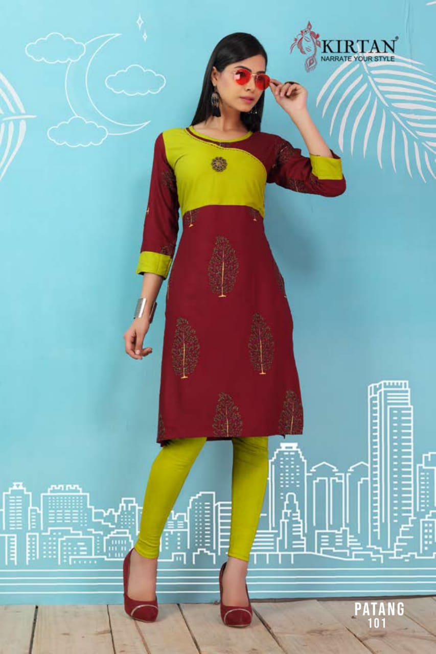 Kirtan Presents Patang Collection Oof Rayon Printed Casual Kurtis