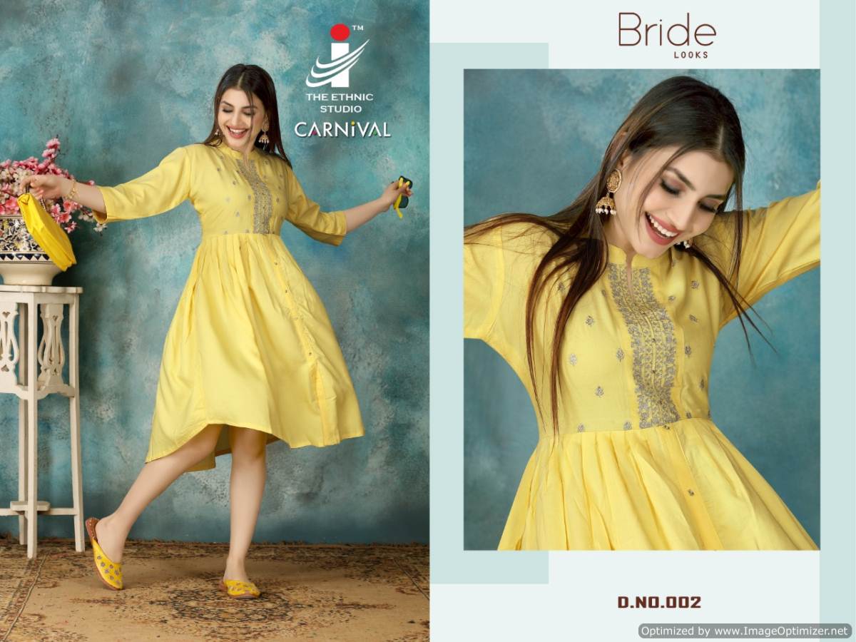 Mirayaa Presents Carnival Rayon Embroidered Designer Kurtis