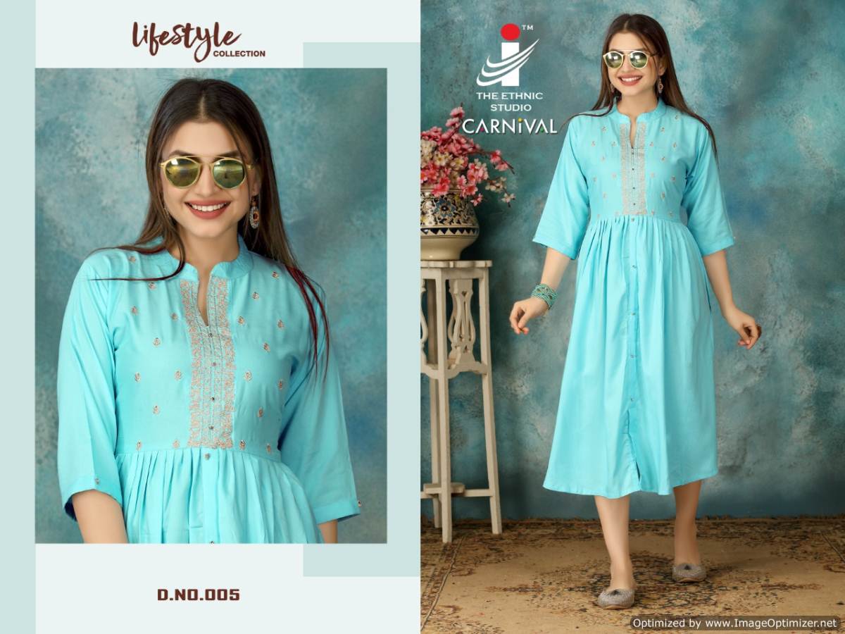 Mirayaa Presents Carnival Rayon Embroidered Designer Kurtis