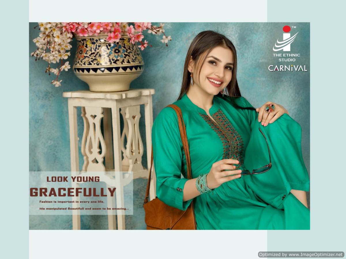 Mirayaa Presents Carnival Rayon Embroidered Designer Kurtis