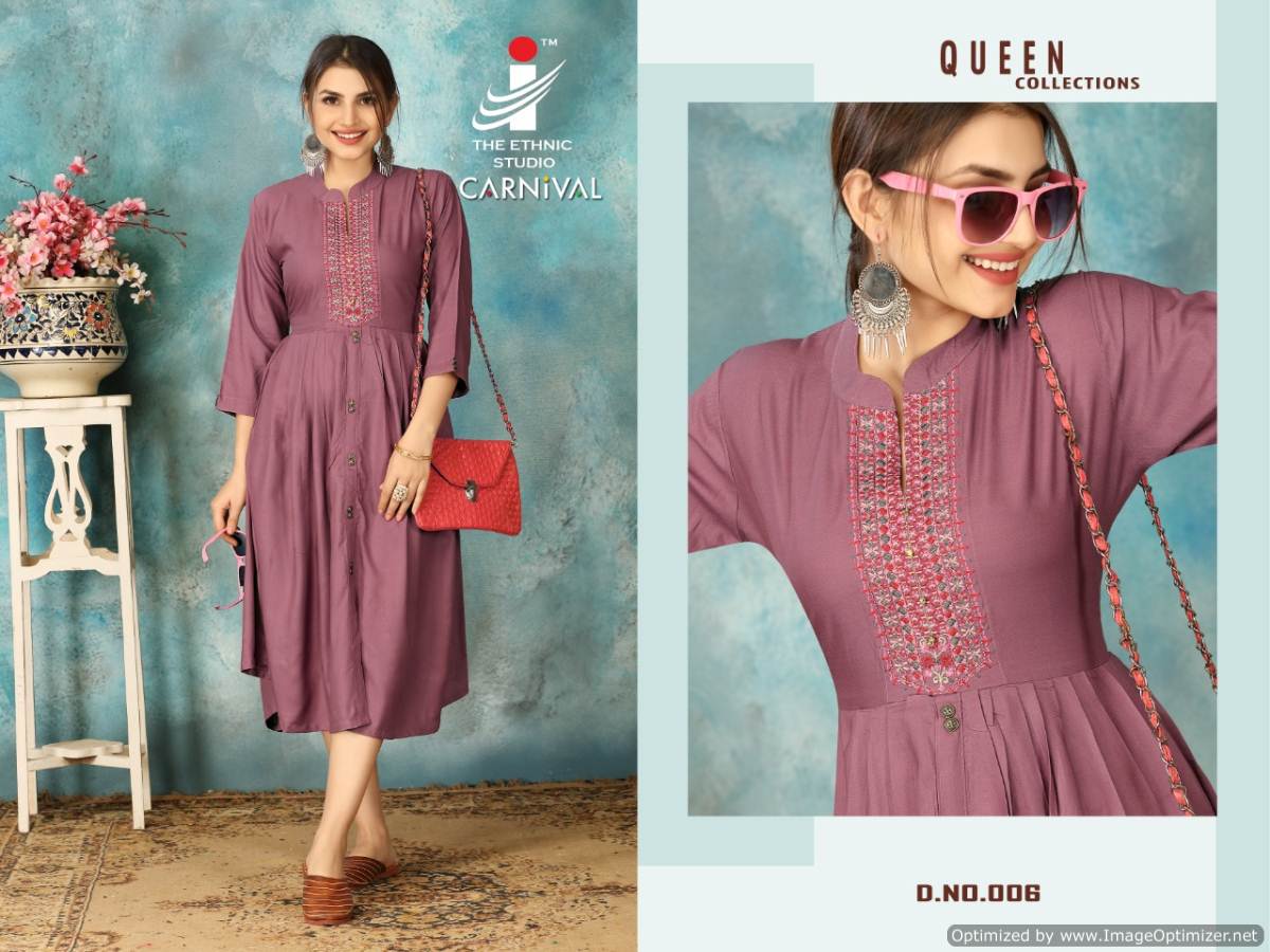 Mirayaa Presents Carnival Rayon Embroidered Designer Kurtis