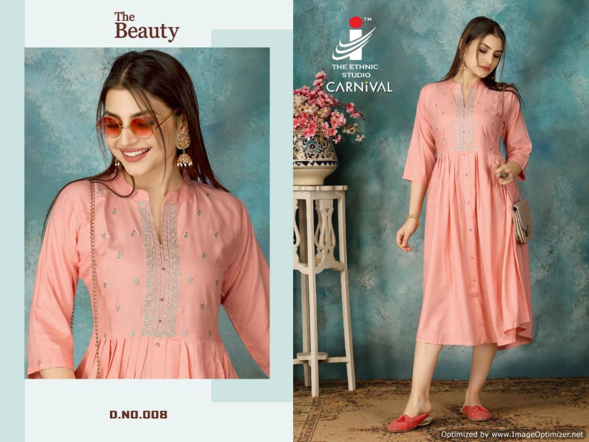 Mirayaa Presents Carnival Rayon Embroidered Designer Kurtis