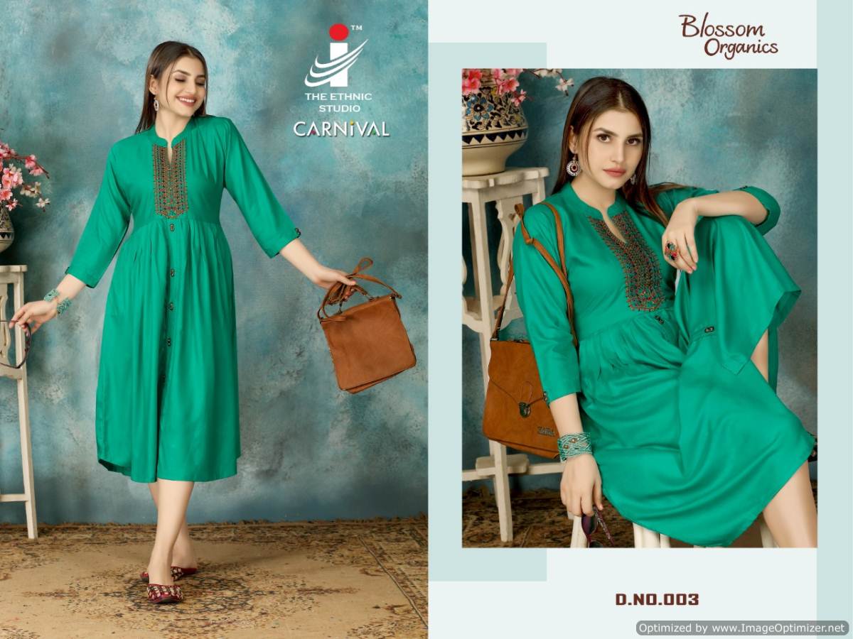 Mirayaa Presents Carnival Rayon Embroidered Designer Kurtis