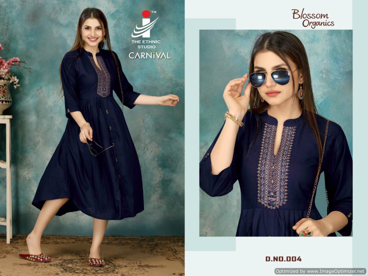 Mirayaa Presents Carnival Rayon Embroidered Designer Kurtis