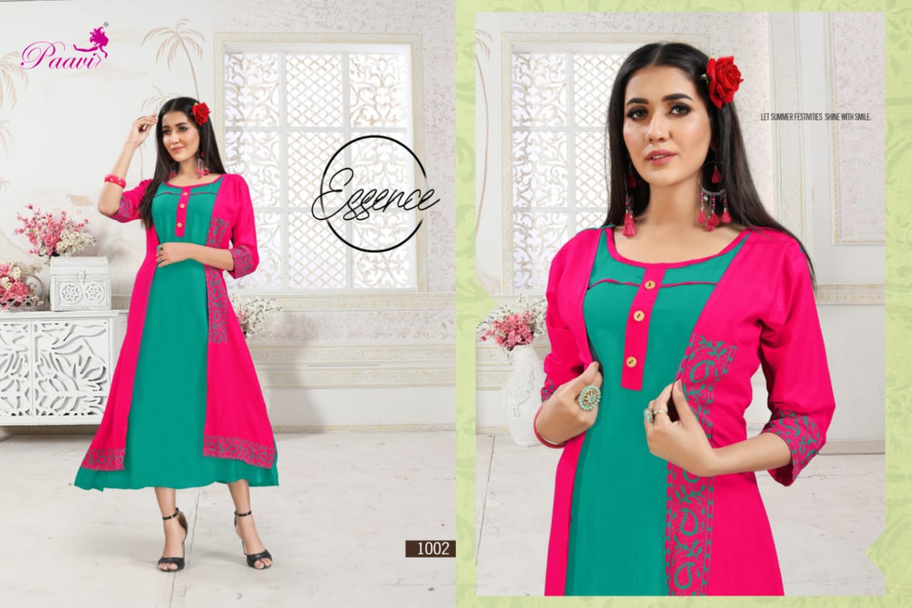 Paavi Presents Zoya 2 Collection Of Heavy Rayon Kurti With Attach Koti