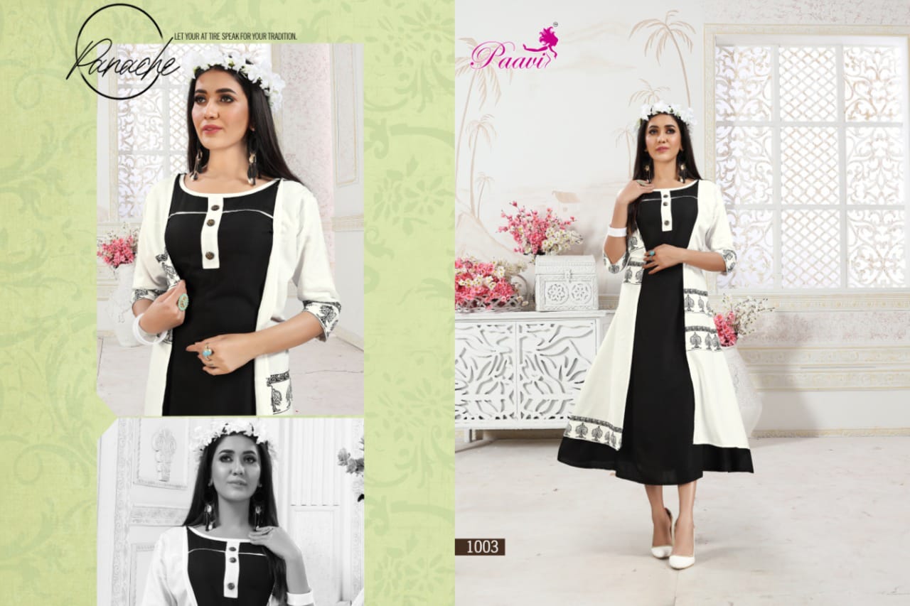 Paavi Presents Zoya 2 Collection Of Heavy Rayon Kurti With Attach Koti