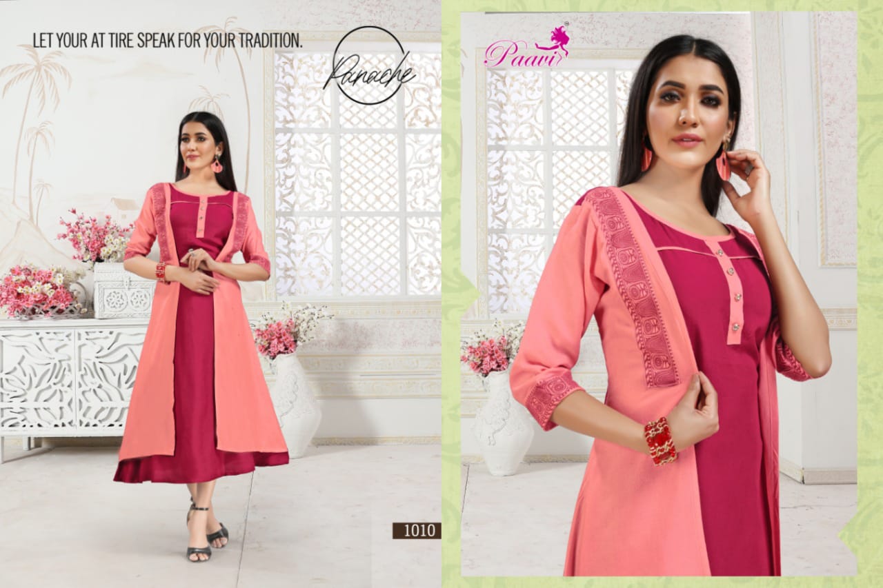 Paavi Presents Zoya 2 Collection Of Heavy Rayon Kurti With Attach Koti