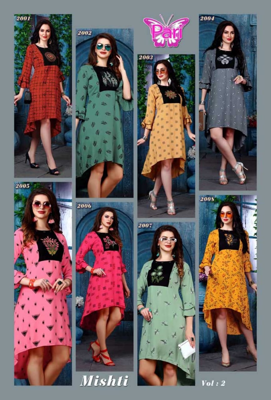 Pari Presents Misti 2 Collection Of Rayon Casual Wear Printed Kurtis