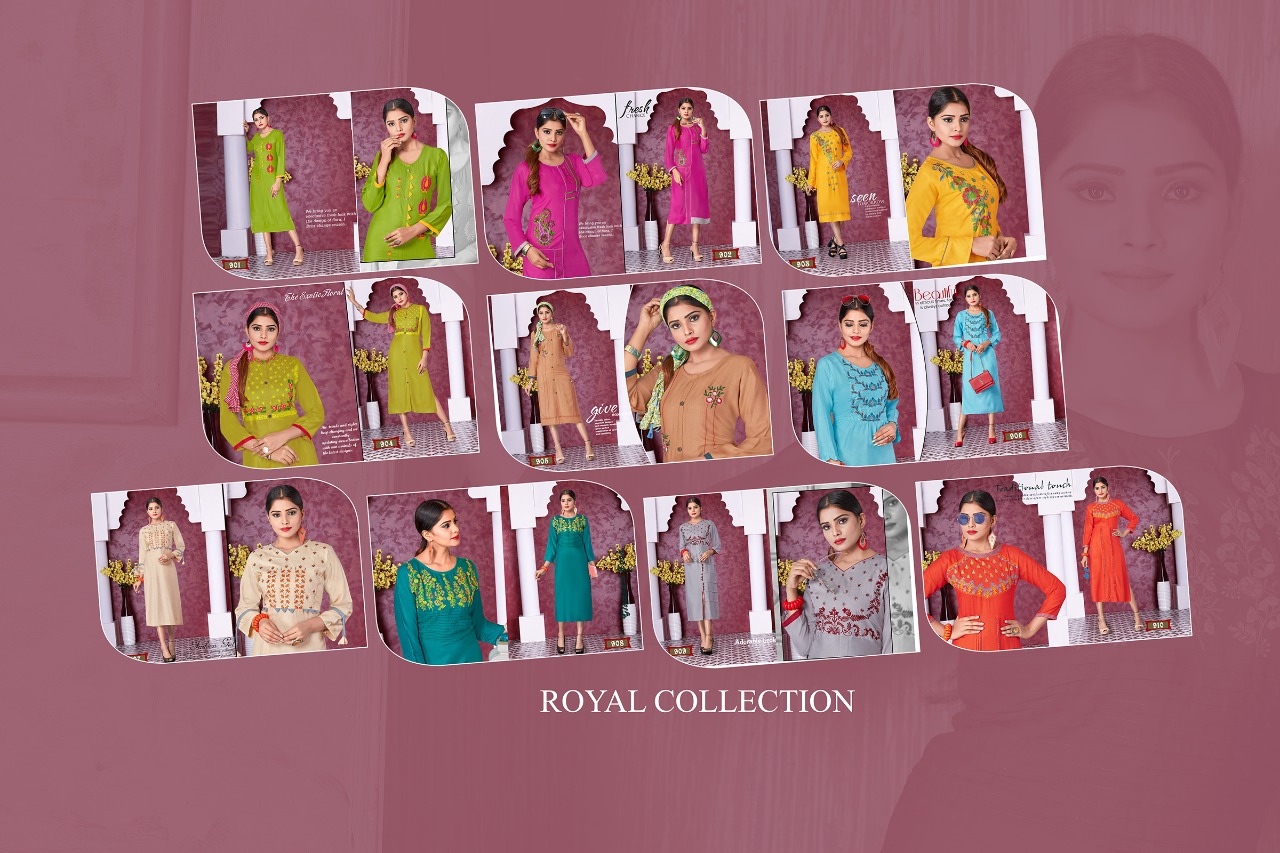 Royal Collection Presents Honey Chhaya Self Embroidered Casual Kurtis