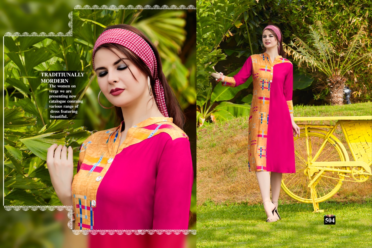 Royal Collection Presents Leaf Heavy Rayon Printed Designer Kurtis