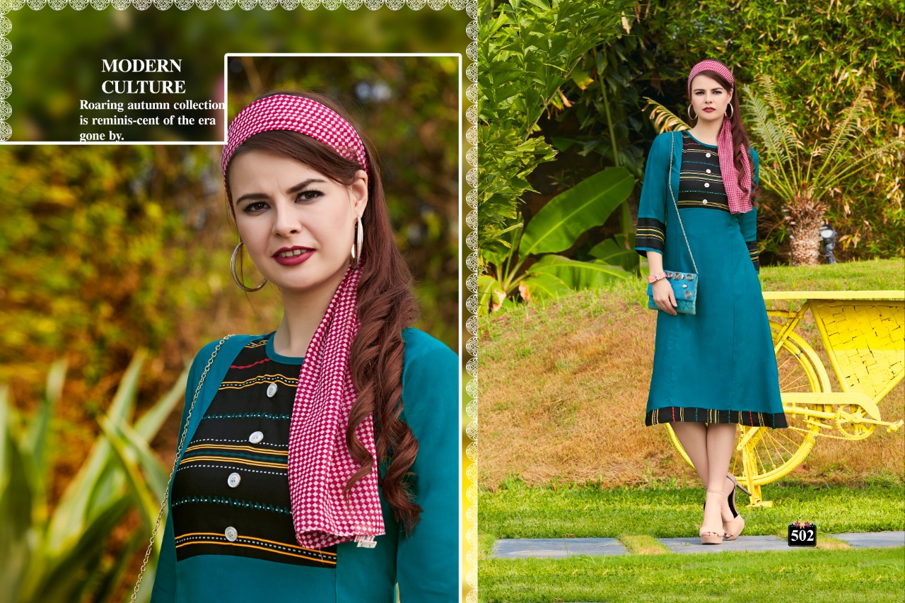 Royal Collection Presents Leaf Heavy Rayon Printed Designer Kurtis