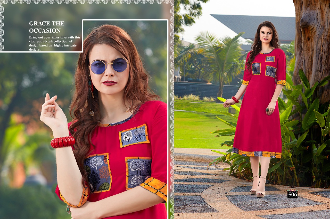 Royal Collection Presents Leaf Heavy Rayon Printed Designer Kurtis