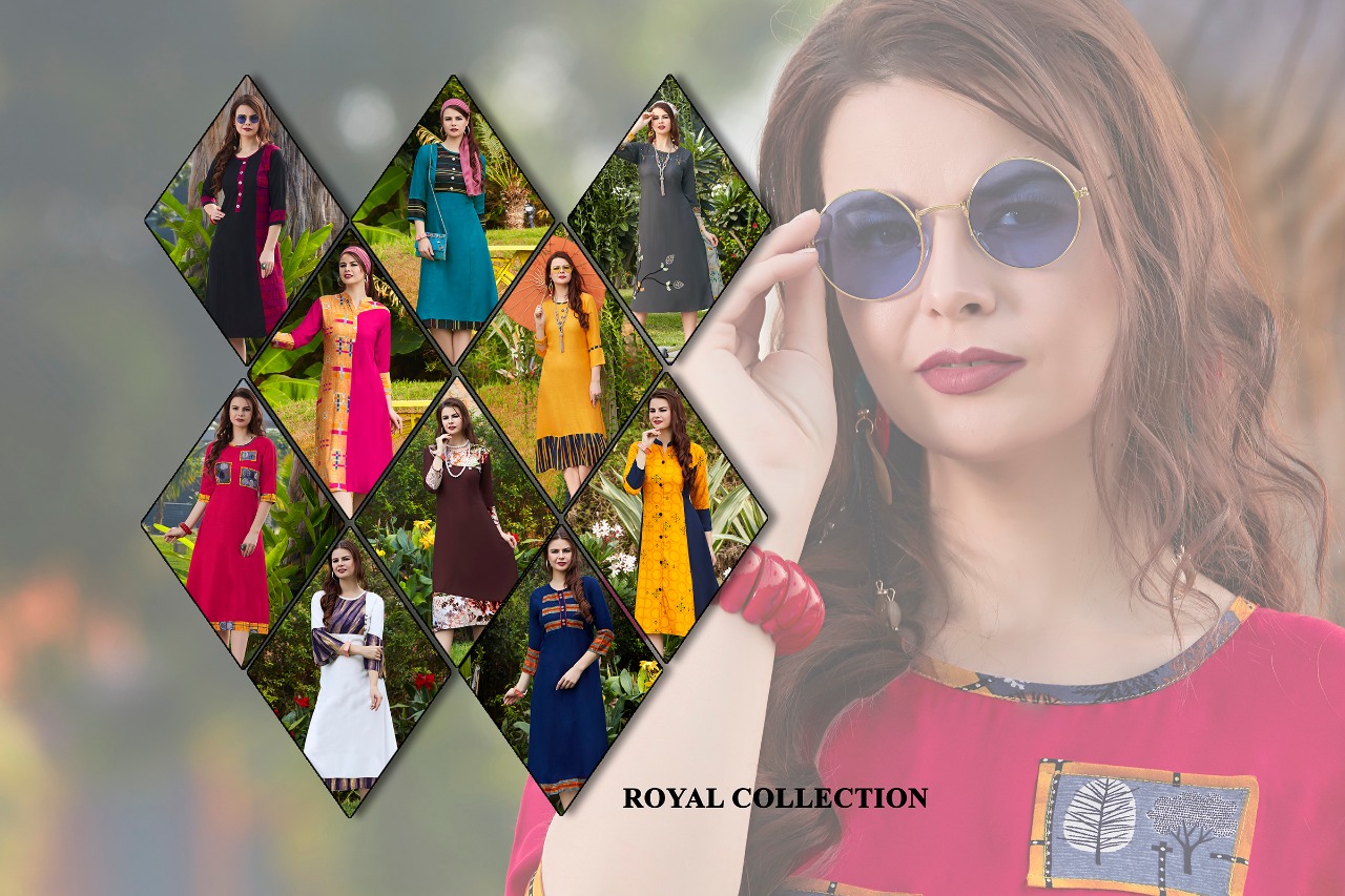 Royal Collection Presents Leaf Heavy Rayon Printed Designer Kurtis