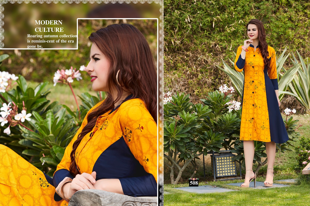 Royal Collection Presents Leaf Heavy Rayon Printed Designer Kurtis