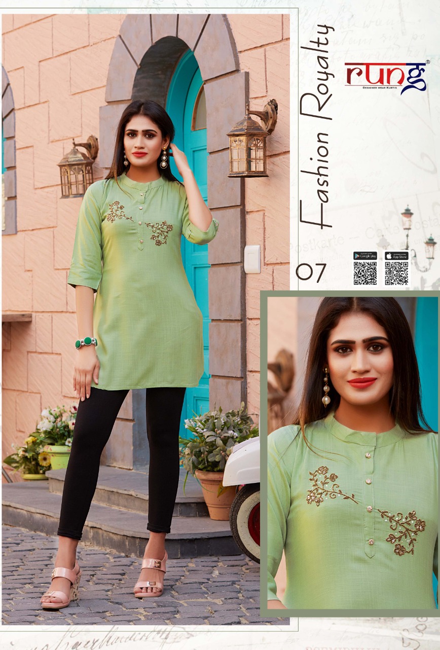 Rung Presents Advika Collection Of Manual Handwork Slub Rayon Kurtis