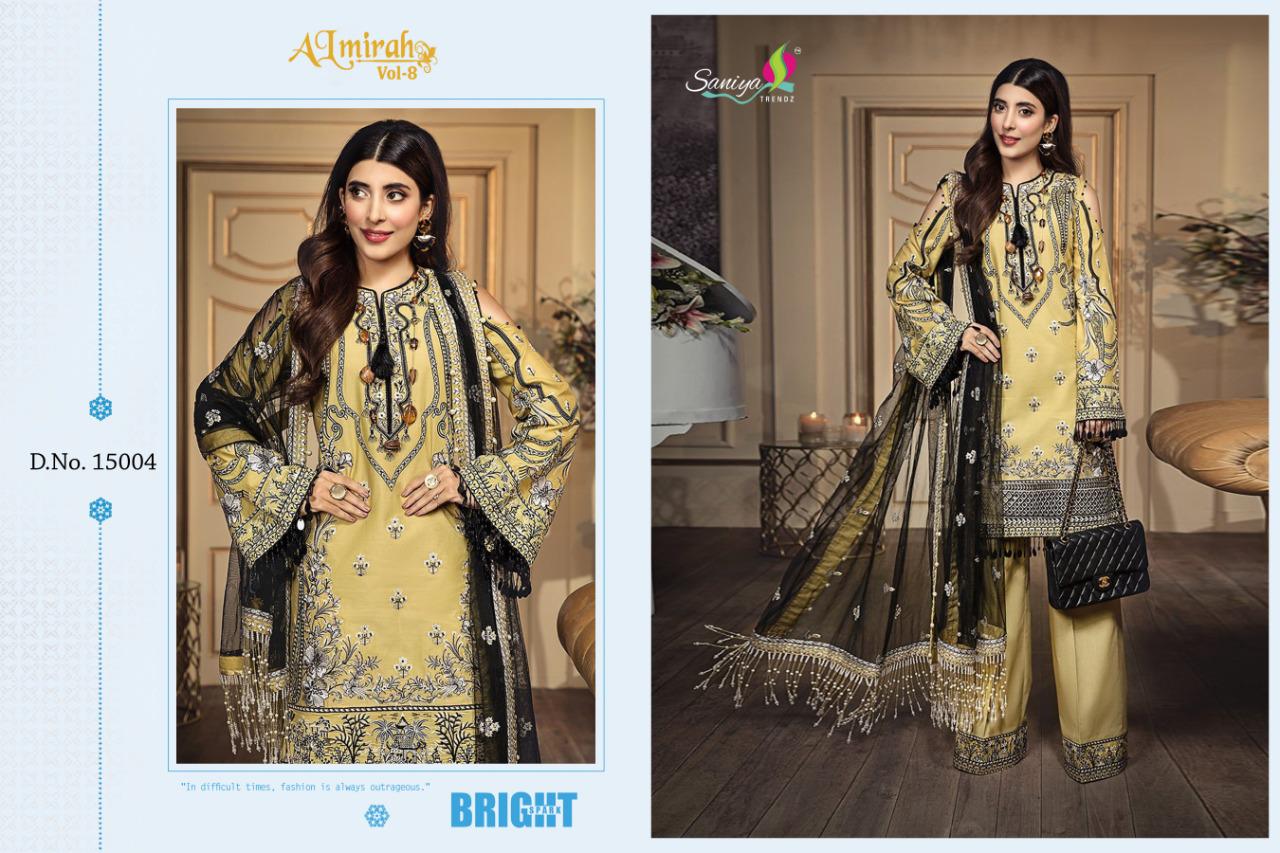 Saniya Presents Almirah 8 Heavy Self Embroidered Pure Cotton Designer Pakistani Suit