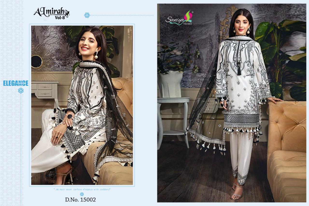 Saniya Presents Almirah 8 Heavy Self Embroidered Pure Cotton Designer Pakistani Suit