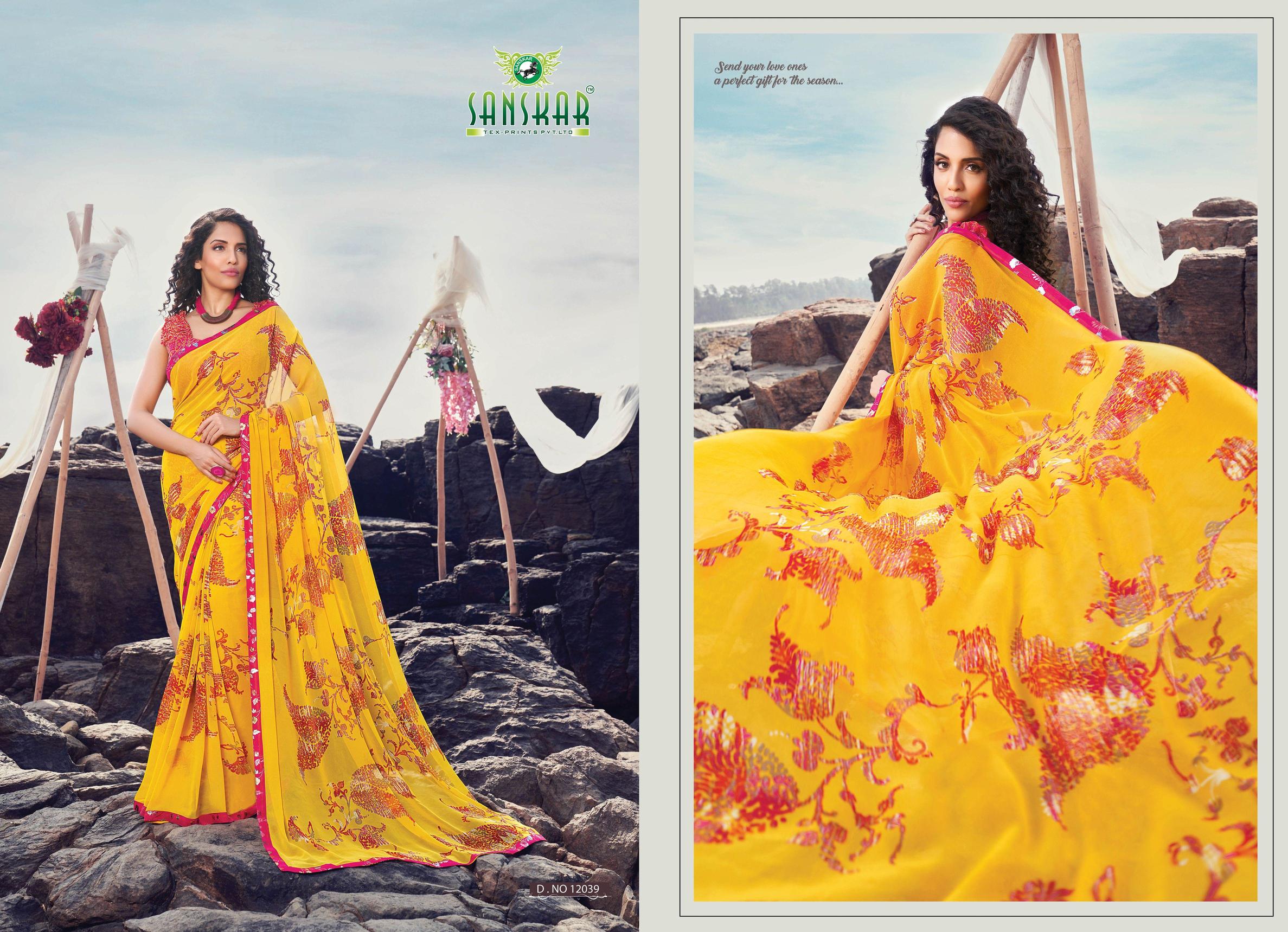 Sanskar Presents Signature 12 Digital Printed Georgette Casual Sarees