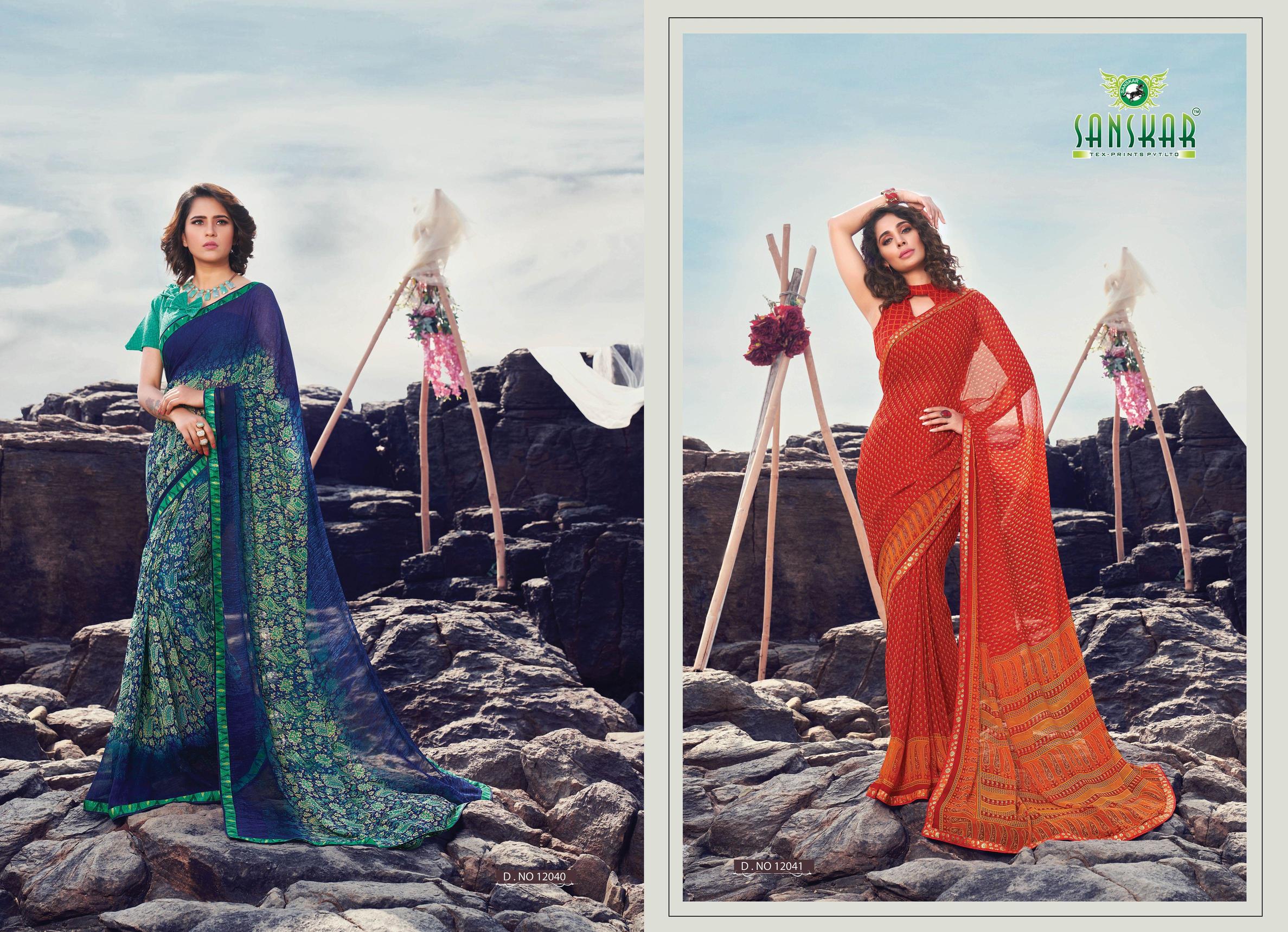 Sanskar Presents Signature 12 Digital Printed Georgette Casual Sarees