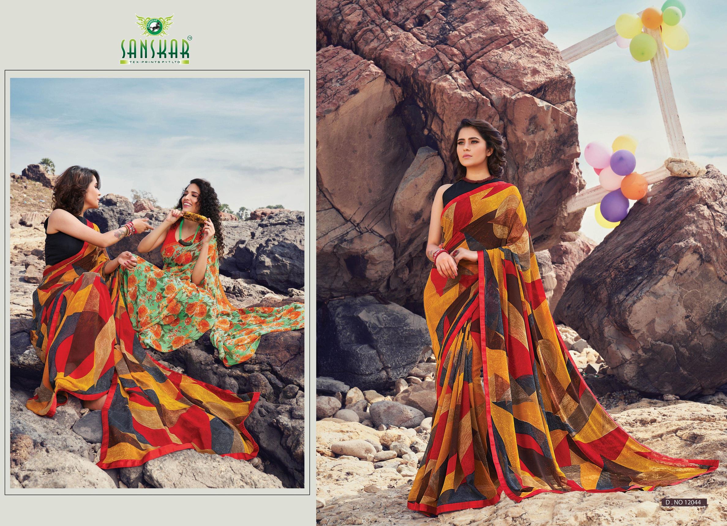 Sanskar Presents Signature 12 Digital Printed Georgette Casual Sarees