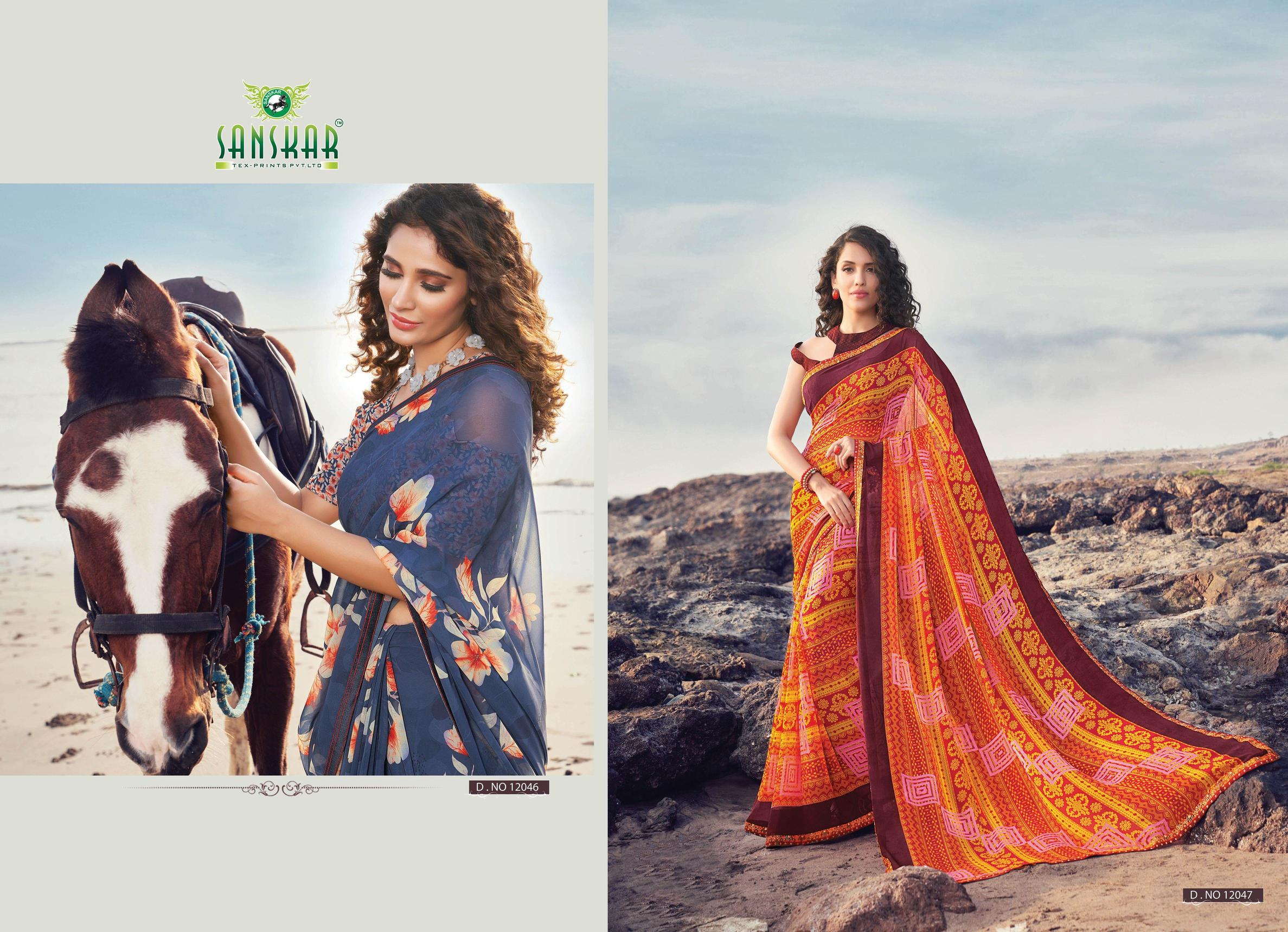 Sanskar Presents Signature 12 Digital Printed Georgette Casual Sarees