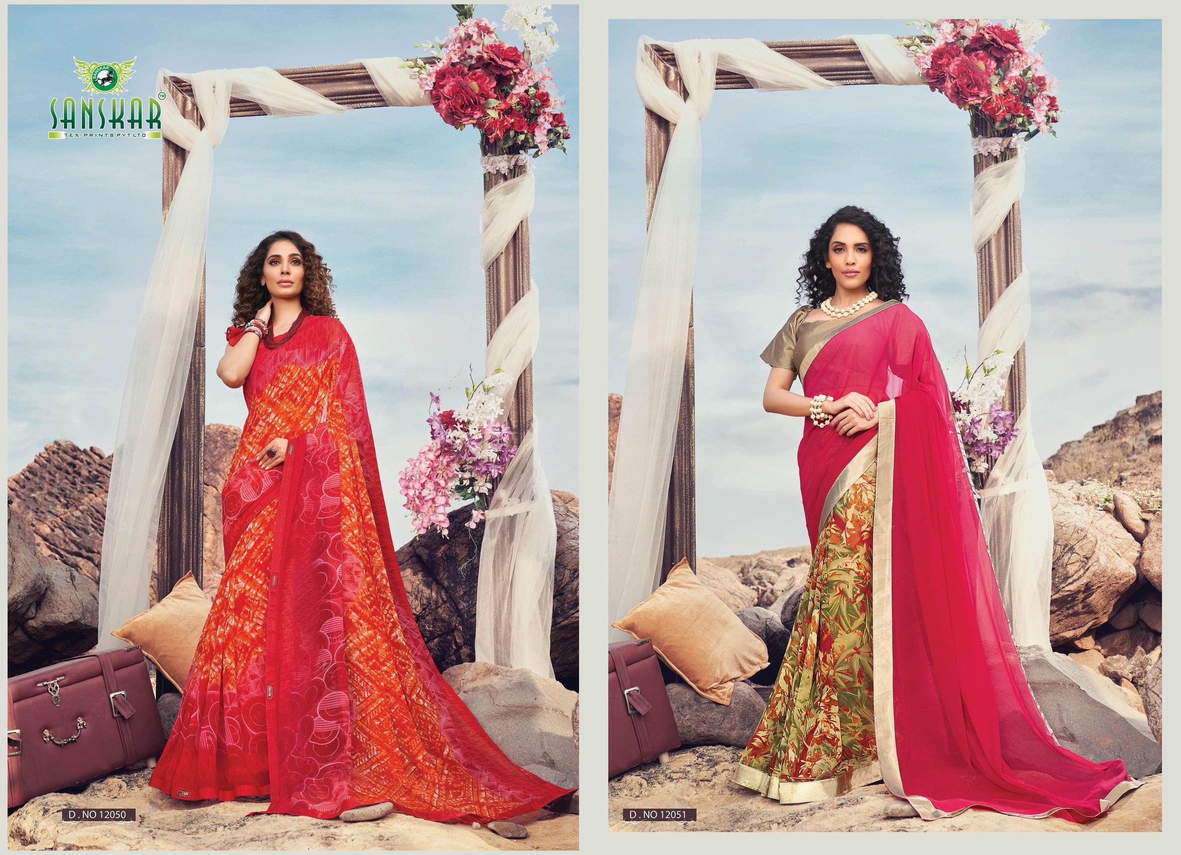 Sanskar Presents Signature 12 Digital Printed Georgette Casual Sarees