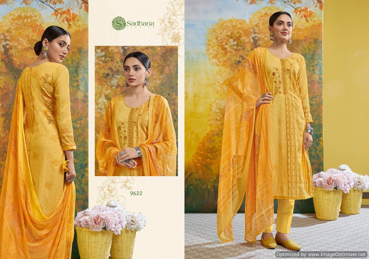 Sanskruti Presents Sadhana 32 Pure Az Collection Of Fancy Work Cotton Dress Materials