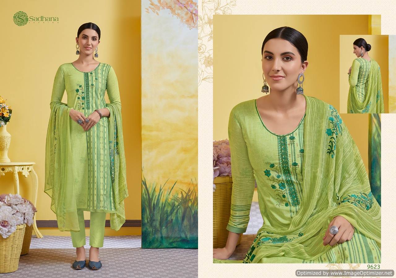 Sanskruti Presents Sadhana 32 Pure Az Collection Of Fancy Work Cotton Dress Materials