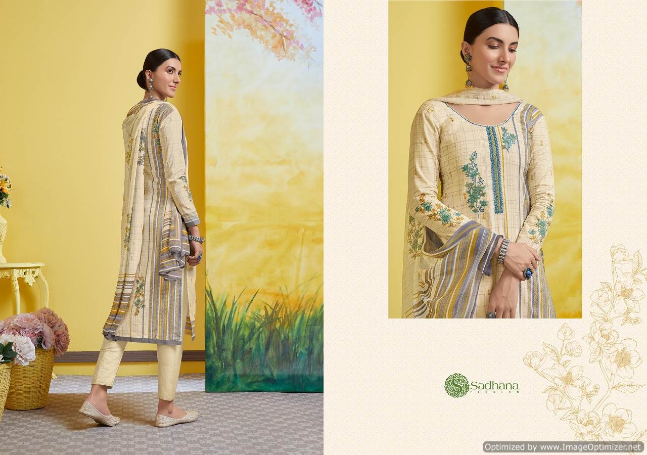 Sanskruti Presents Sadhana 32 Pure Az Collection Of Fancy Work Cotton Dress Materials