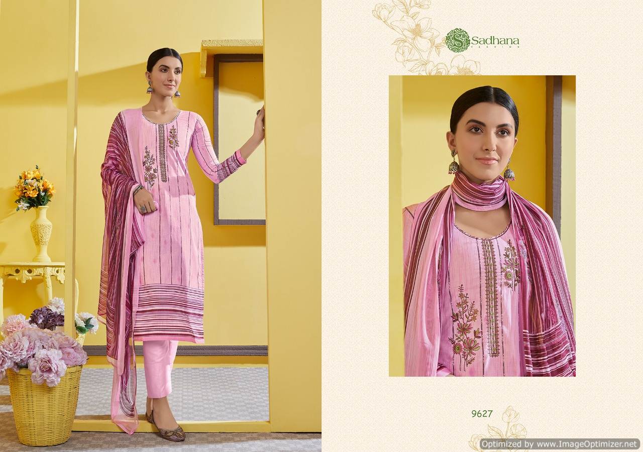 Sanskruti Presents Sadhana 32 Pure Az Collection Of Fancy Work Cotton Dress Materials