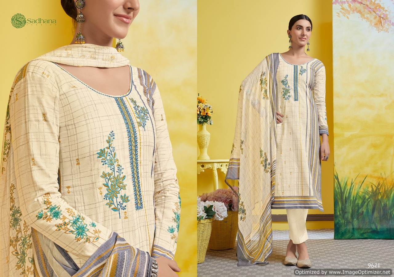 Sanskruti Presents Sadhana 32 Pure Az Collection Of Fancy Work Cotton Dress Materials