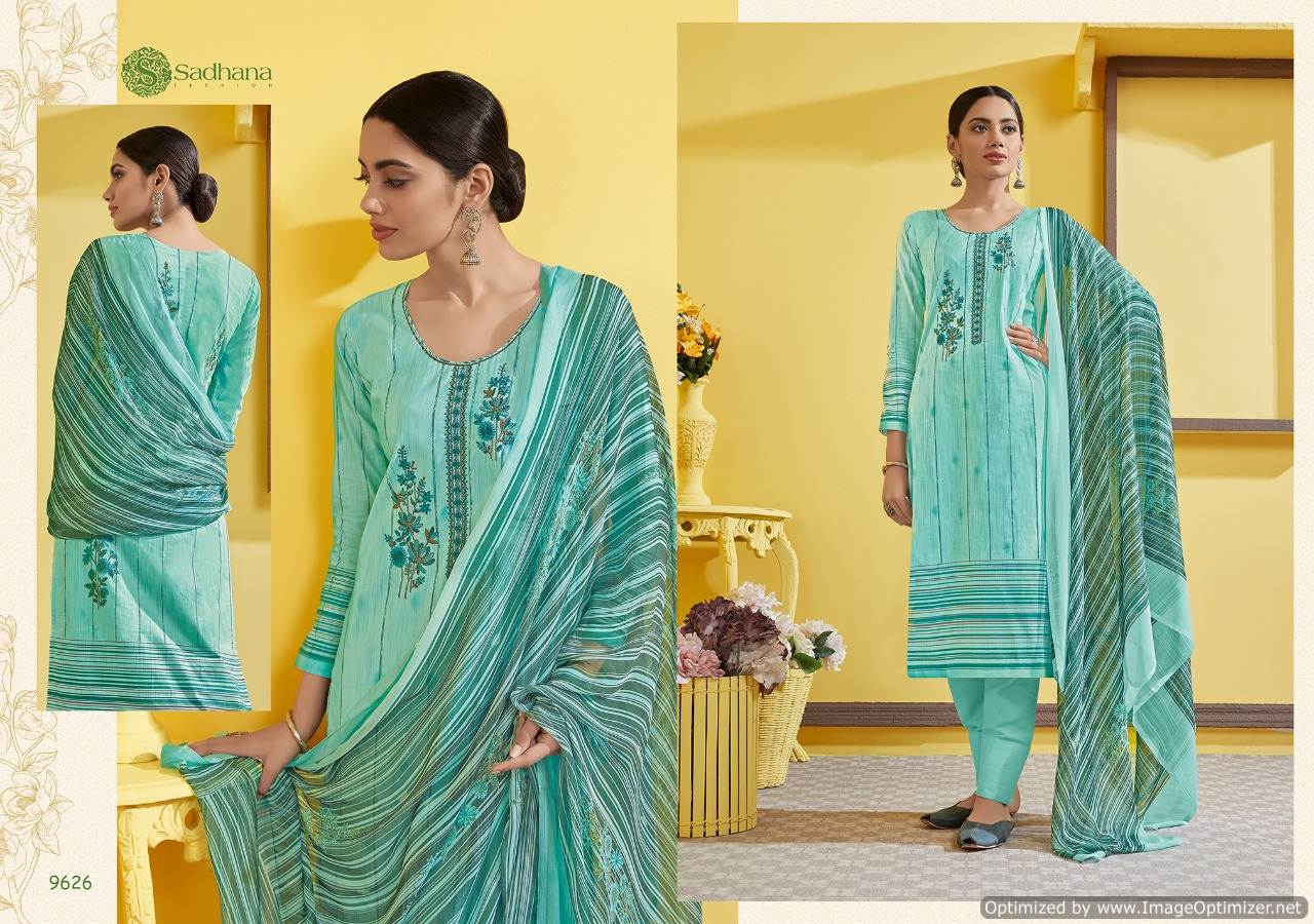 Sanskruti Presents Sadhana 32 Pure Az Collection Of Fancy Work Cotton Dress Materials