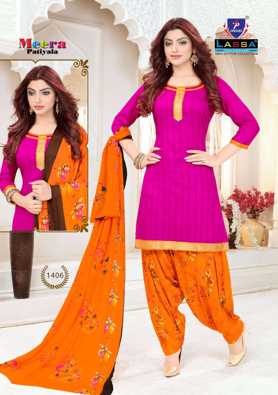 Arihant Lassa Presents Meera Patiyala 14 Collection Of Pure Cotton Patiyala Printed Dress Materials