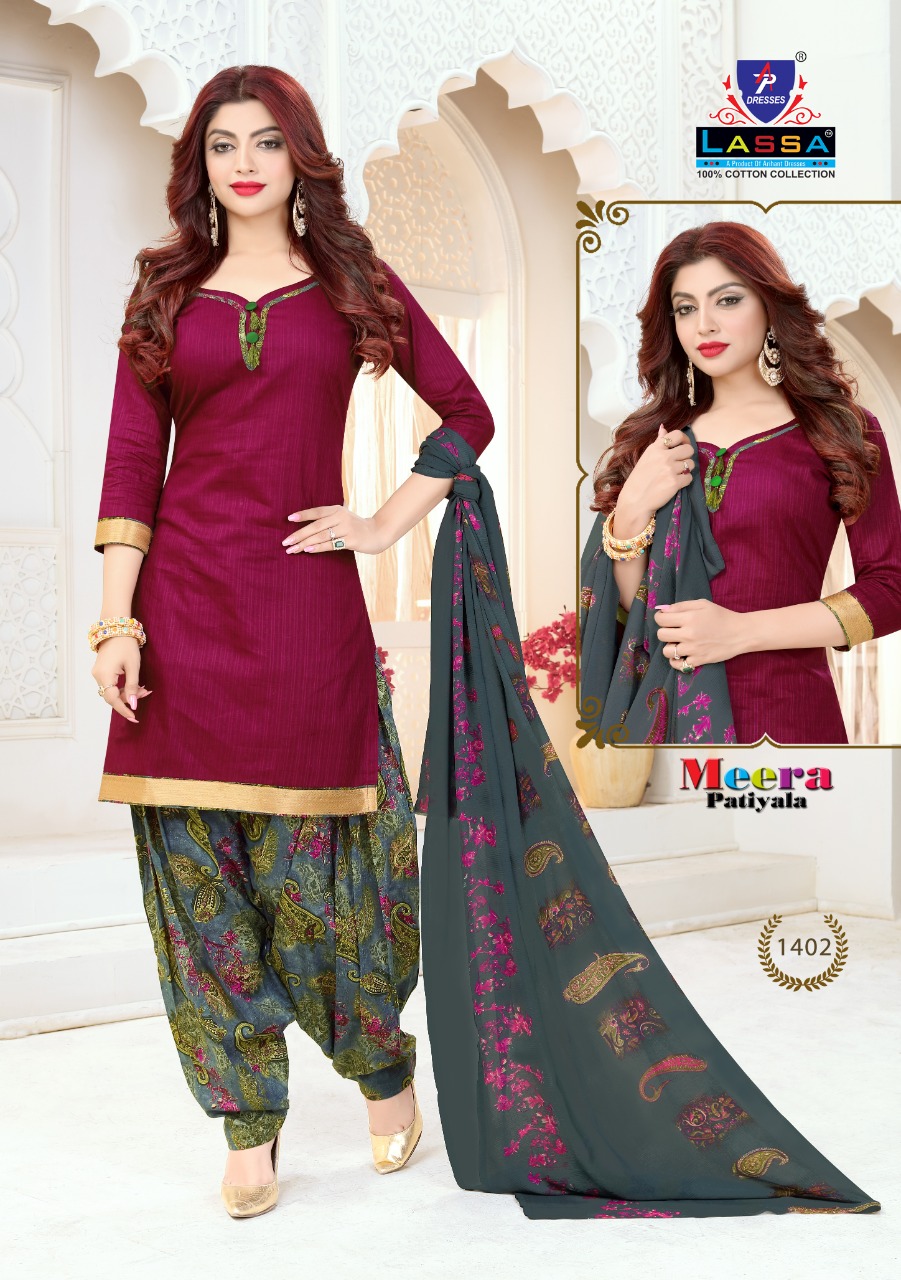 Arihant Lassa Presents Meera Patiyala 14 Collection Of Pure Cotton Patiyala Printed Dress Materials