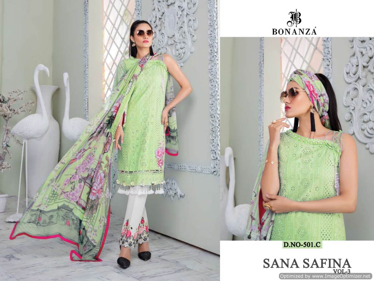 Bonanza Presents Sana Safinaz 3 Collection Of Heavy Lawn Cotton Embroidered Designer Pakistani Suits