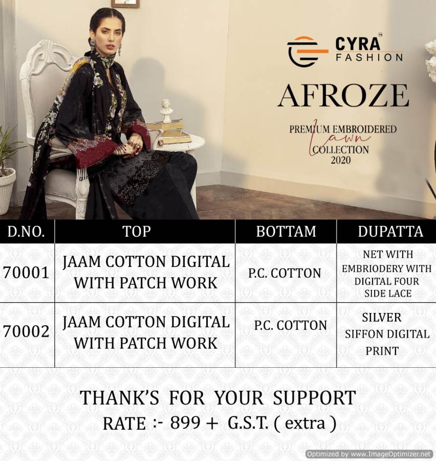 Cyra Presents Afroze Collection Of Jam Cotton Print & Embroidered Designer Pakistani Suits