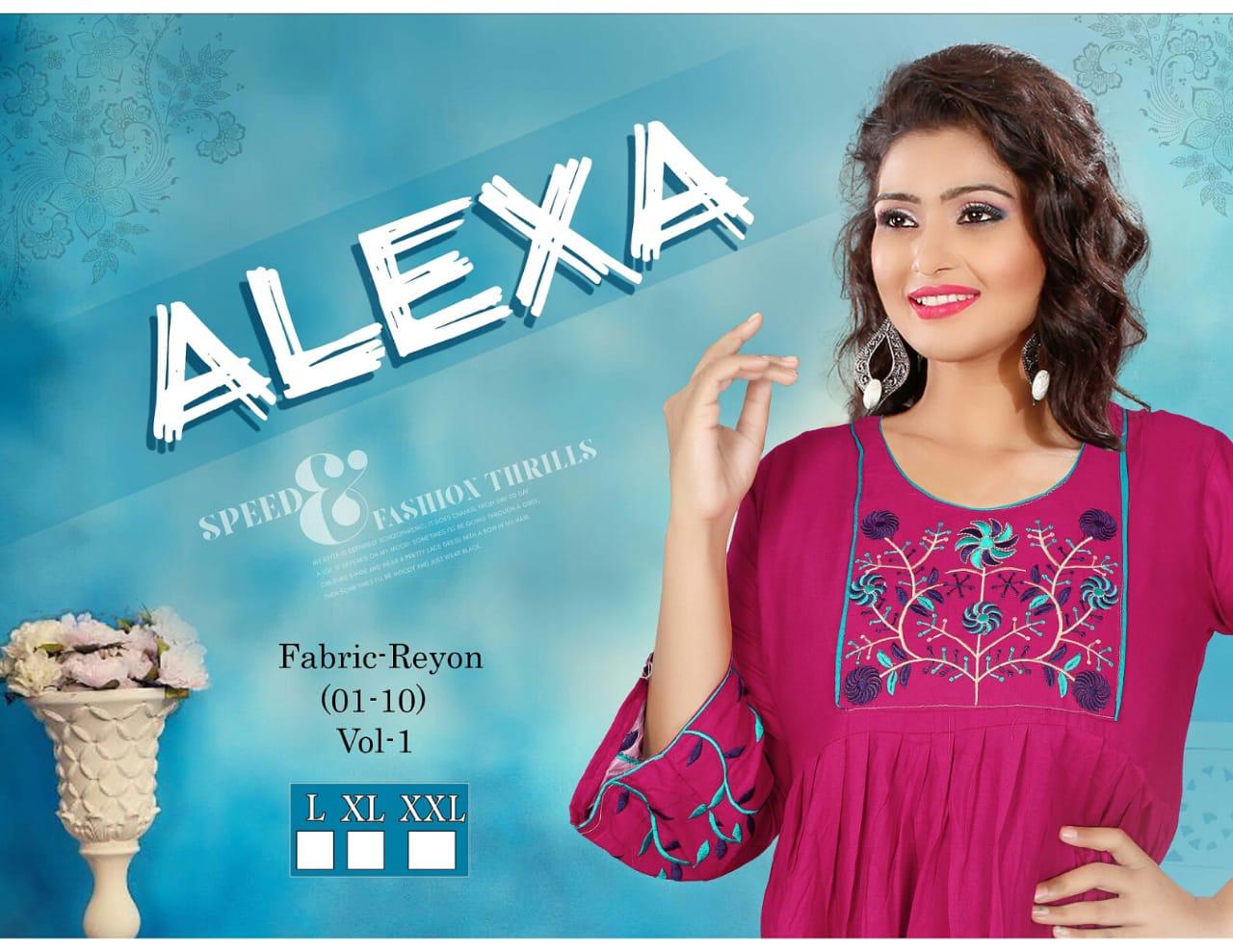 Honey Presents Alexa Collection Of Attractive Embroidered Round Flair Short Kurtis