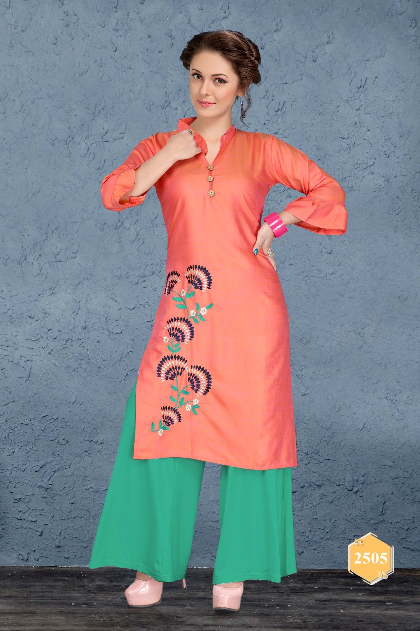 Honey Presents Pragya Collection Of Heavy Rayon Printed Straight-cut Kurti With Bottom