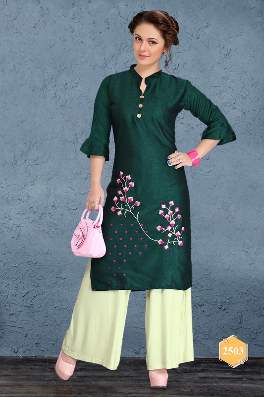 Honey Presents Pragya Collection Of Heavy Rayon Printed Straight-cut Kurti With Bottom