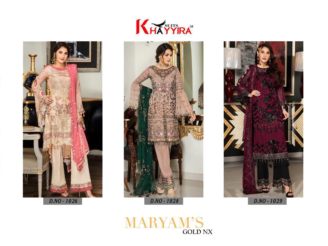 Khayyira Presents Maryam's Gold Nx Collection Of Heavy Embroidered Designer Pakistani Suits