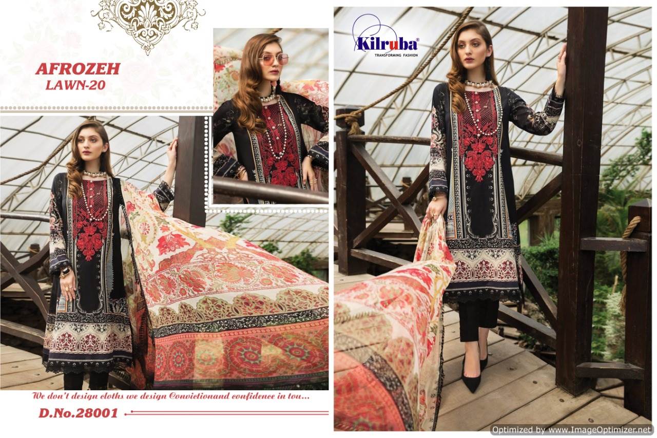 Kilruba Presents Afrozeh Lawn 20 Collection Of Luxury Lawn Cotton Embroidered Pakistani Suits