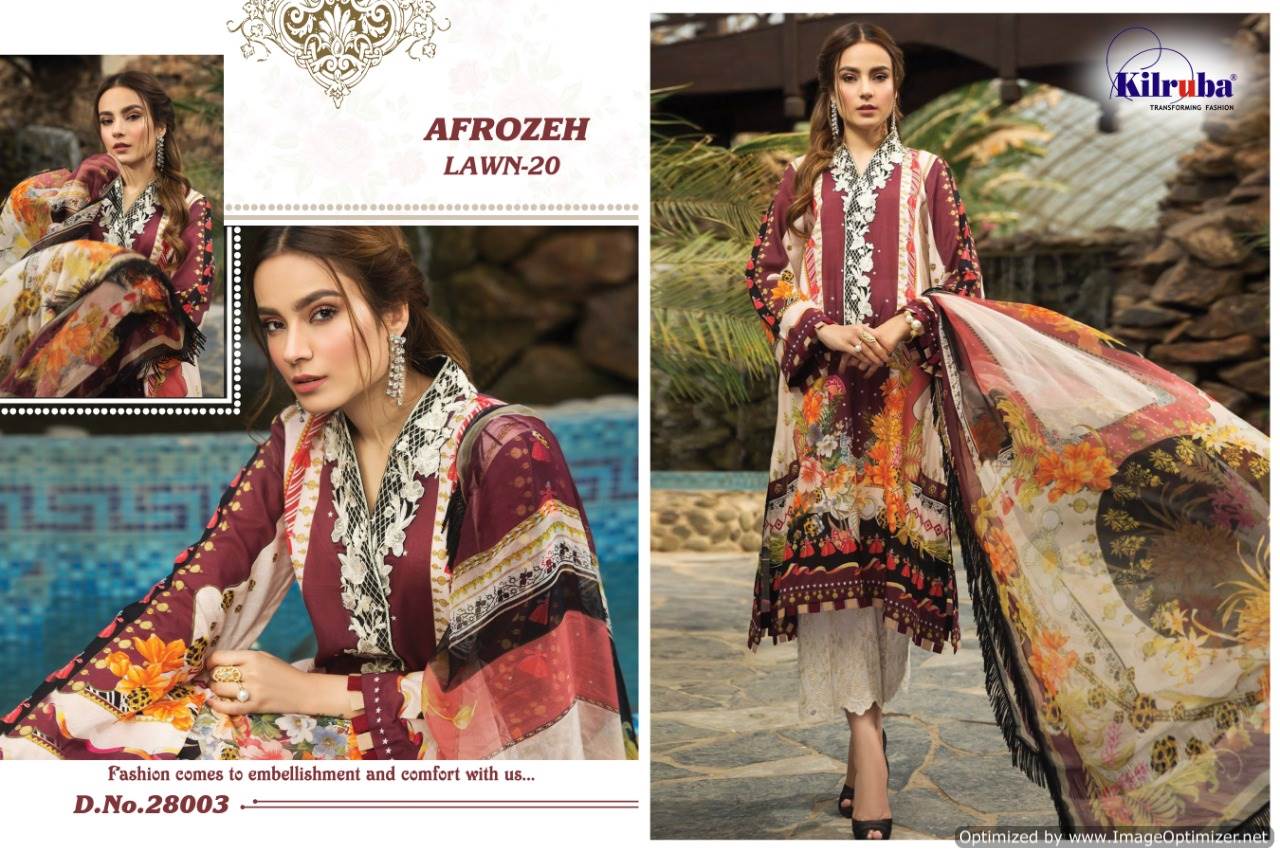 Kilruba Presents Afrozeh Lawn 20 Collection Of Luxury Lawn Cotton Embroidered Pakistani Suits