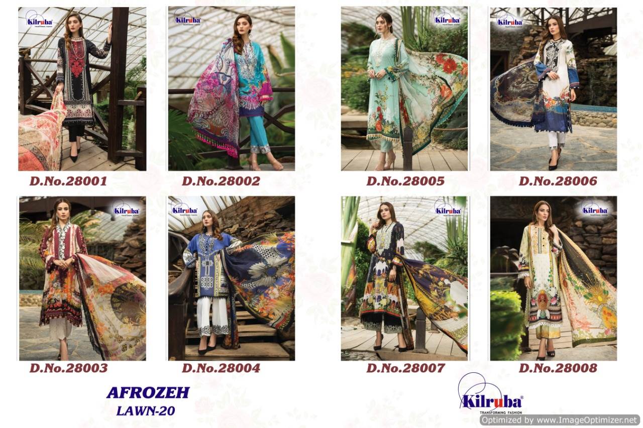 Kilruba Presents Afrozeh Lawn 20 Collection Of Luxury Lawn Cotton Embroidered Pakistani Suits